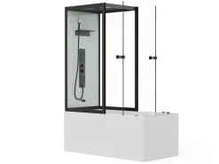 Banheira duche hidromassagem preto C150 x L75 x A215 cm, 36 jatos - DARIA
