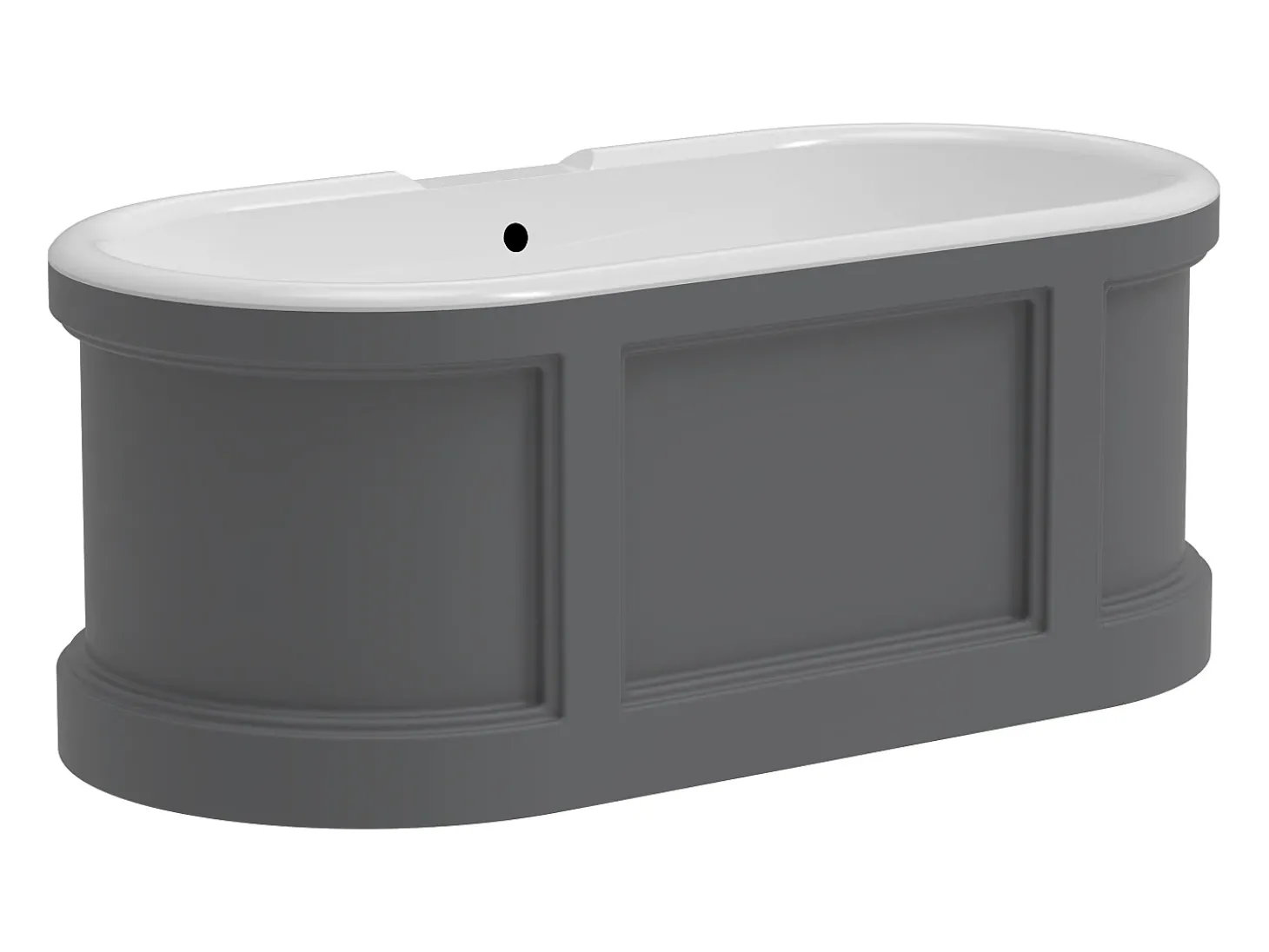 Banheira estilo rural chique, cinzento fosco, 161 L, 152 x 74 x 60 cm, CAVASO