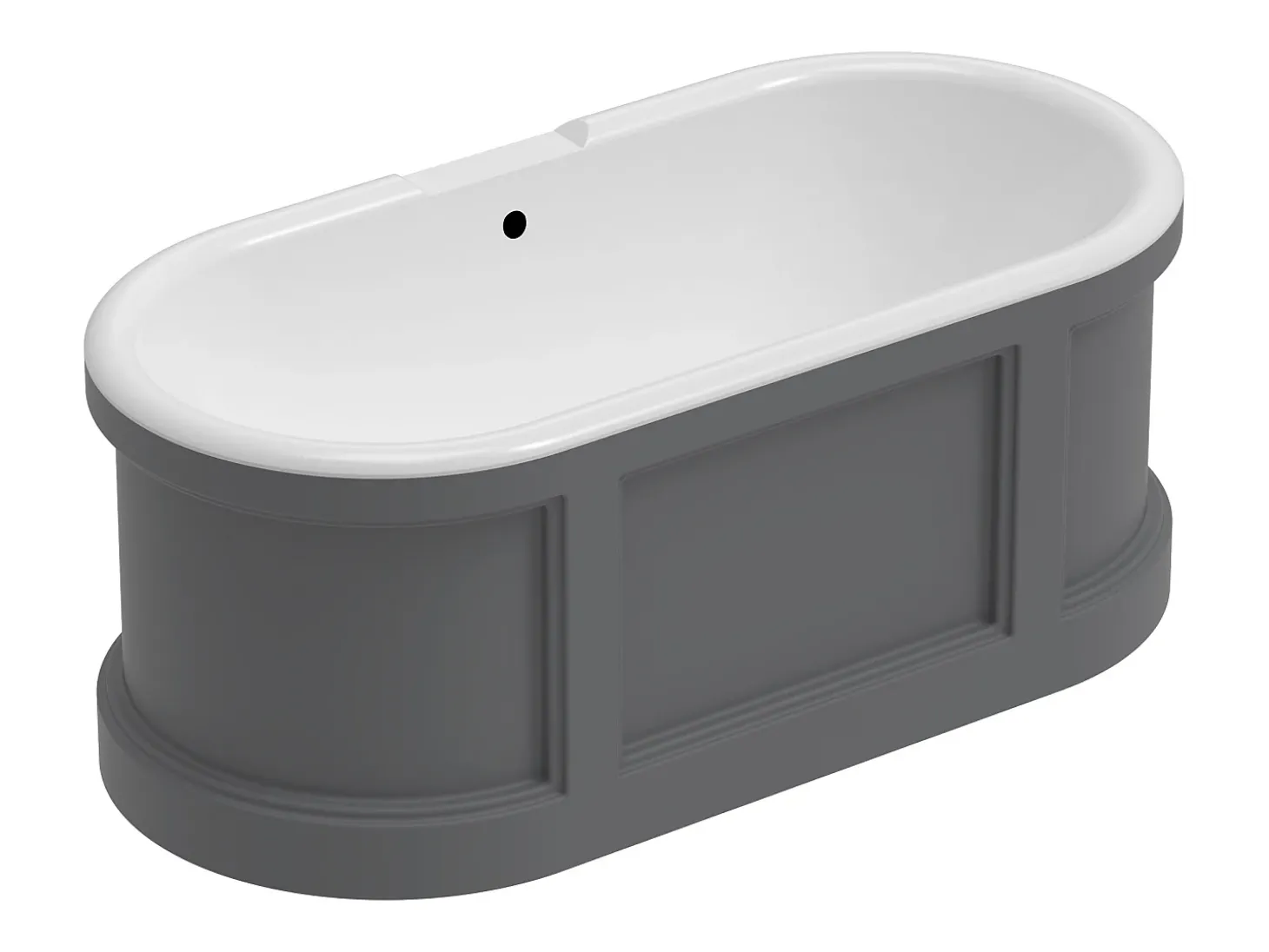 Banheira estilo rural chique, cinzento fosco, 161 L, 152 x 74 x 60 cm, CAVASO
