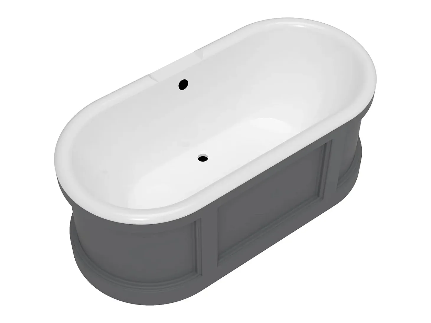 Banheira estilo rural chique, cinzento fosco, 161 L, 152 x 74 x 60 cm, CAVASO