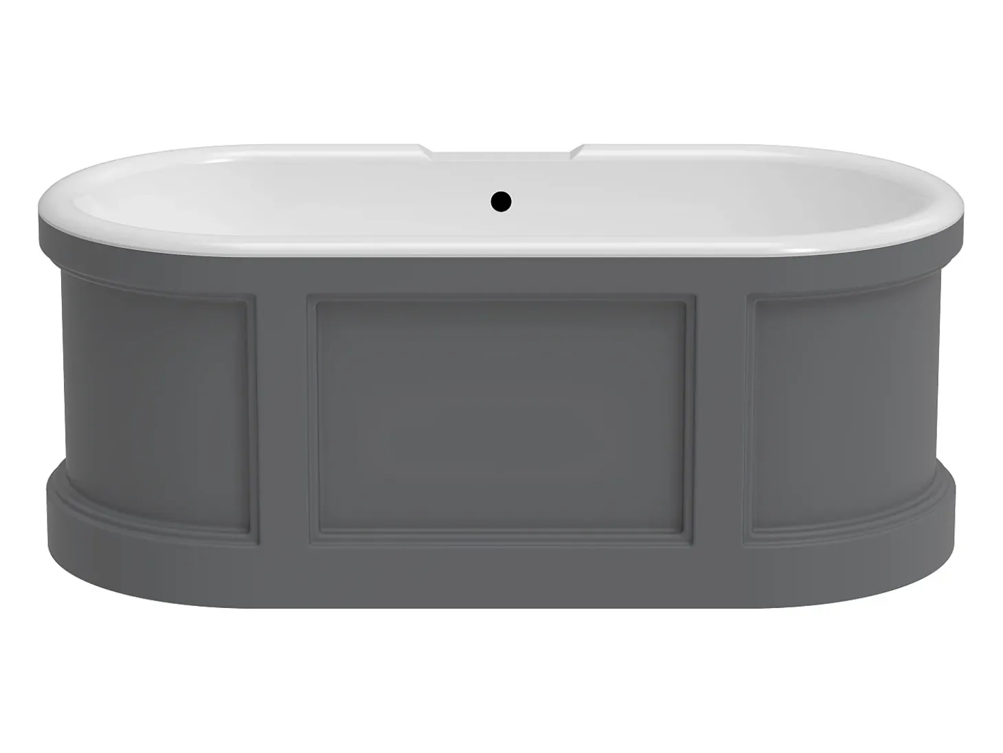 Banheira estilo rural chique, cinzento fosco, 161 L, 152 x 74 x 60 cm, CAVASO