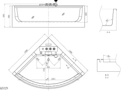 Banheira hidromassagem canto EVELINA - 2 lug - 138x138xA63cm