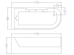 Banheira hidromassagem com vidro panorâmico 170 X 80 cm 6 jatos - Lotus