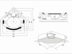 Banheira hidromassagem preta 140 X 140 cm Cromoterapia 12 jatos - Waterlily