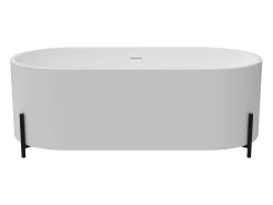 Banheira oval clássica branca com pés pretos 230 L, 160 x 73,5 x 59 cm - ALONSA