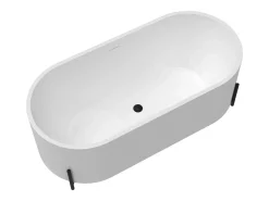 Banheira oval clássica branca com pés pretos 230 L, 160 x 73,5 x 59 cm - ALONSA