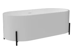Banheira oval clássica branca com pés pretos 230 L, 160 x 73,5 x 59 cm - ALONSA