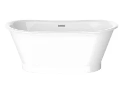 Banheira oval independente - estilo retrô - 180 L - 150 x 74 x 63 cm - Branca - Acrílico - PLEMATO