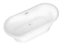 Banheira oval independente - estilo retrô - 180 L - 150 x 74 x 63 cm - Branca - Acrílico - PLEMATO