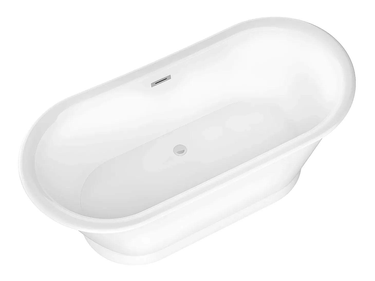 Banheira oval independente - estilo retrô - 180 L - 150 x 74 x 63 cm - Branca - Acrílico - PLEMATO