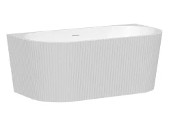 Banheira pousar e encostar estriada acrílico branco brilhante 170,5 x 80 x 58,5 cm, ZELINA