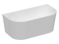 Banheira pousar e encostar estriada acrílico branco brilhante 170,5 x 80 x 58,5 cm, ZELINA