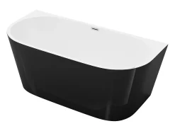 Banheira semi-clássica oval preta em acrílico, 175 L, 130 x 71,5 x 58 cm, DIVINA