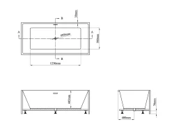 Banheira semiclássica retangular branca de 248 L, 170 x 80 x 58 cm, PIKAIA