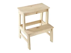 Banqueta de cozinha de madeira KADAX com plataforma de 50 cm e degrau sólido
