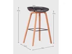 Banqueta nórdica com pés em madeira de faia (75cm) - Daxer - Branco