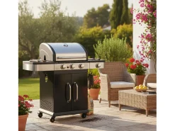 Barbecue a gás FIDGI 3 com termómetro - 3 queimadores + fogão de 11,5kW