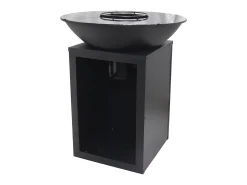 Barbecue, grelhador e braseiro carvão e madeira com arrumação 80 x 80 x 96 cm preto IGNOS