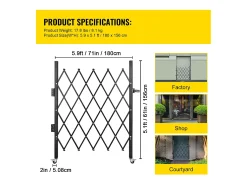 Barreira de Segurança Extensível Dobrável SucceBuy, Porta Dobrável Simples, 154 x 180 cm
