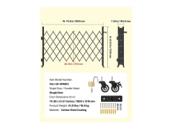 Barreira de Segurança SucceBuy Extensível de 190 x 131 cm, Portão de Tesoura Simples, Travável e Retrátil, em Aço Sólido, para Entrada, Garagem