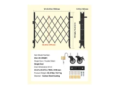 Barreira de Segurança SucceBuy Extensível de 110 x 131 cm, Portão de Tesoura Simples, Travável e Retrátil, em Aço Sólido, para Entrada, Garagem