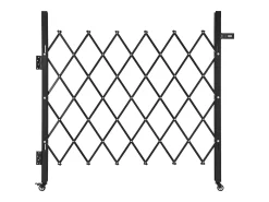 Barreira de Segurança SucceBuy Extensível de 110 x 131 cm, Portão de Tesoura Simples, Travável e Retrátil, em Aço Sólido, para Entrada, Garagem