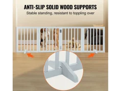 Barreira de Segurança SucceBuy 61 x 204 cm Porta Dobrável e Autoportante para Cães, Barreira para Animais de Estimação, Branca