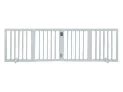 Barreira de Segurança SucceBuy 61 x 204 cm Porta Dobrável e Autoportante para Cães, Barreira para Animais de Estimação, Branca
