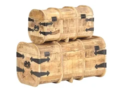 Baús de arrumação 2 pcs madeira de mangueira maciça