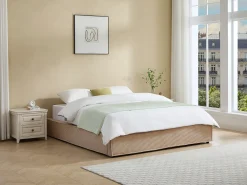 Base de cama baú 140 x 190 cm em veludo canelado Bege - KARESO de YSMÉE