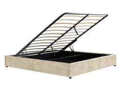 Base de cama com arrumação 140 x 190 cm em tecido texturizado Bege - FIRMEO de YSMÉE