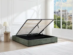 Base de cama com arrumação 140 x 190 cm em tecido texturizado Verde - FIRMEO da YSMÉE