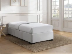 Base de cama com gavetas 90 x 190 cm em tecido bege - Com pés - KOLANE de YSMÉE