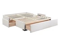 Base de cama com gavetas 140 x 190 cm tecido Bege - Com pés - KOLANE de YSMÉE
