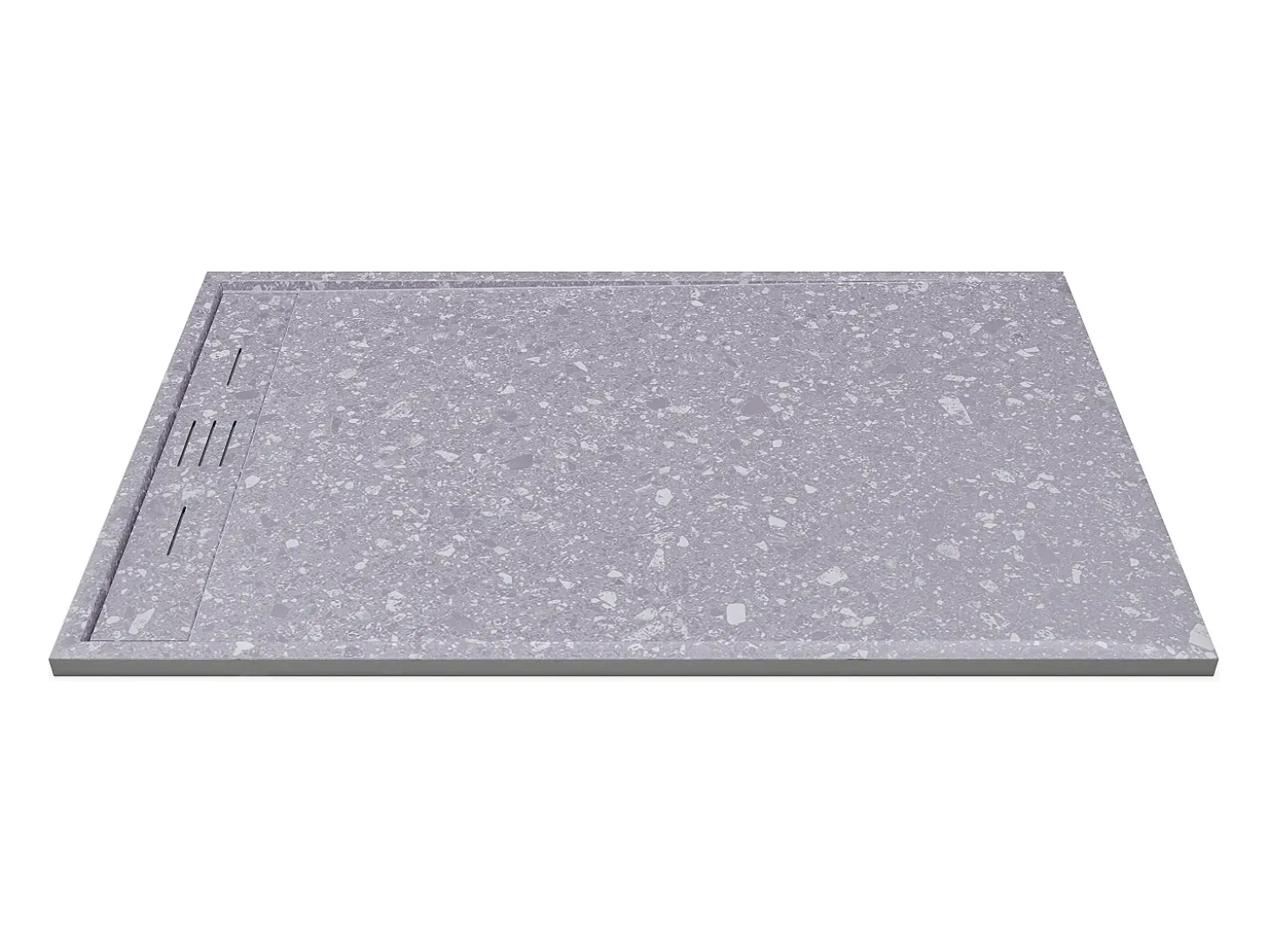Base de chuveiro estilo italiano cortável em resina SMC - Efeito terrazzo - 140 x 90 cm - LYROSA