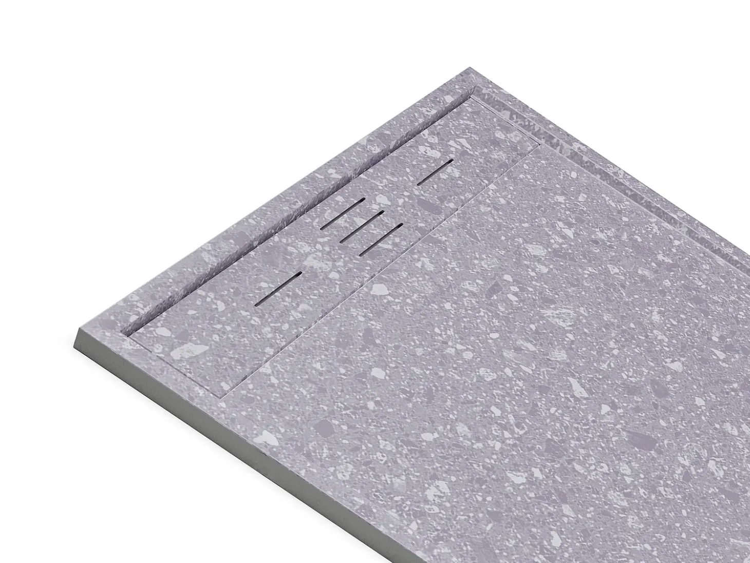 Base de chuveiro estilo italiano cortável em resina SMC - Efeito terrazzo - 140 x 90 cm - LYROSA