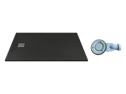 Base de chuveiro extra plana de pousar ou de encastrar cortável resina SMC, com sifão, preto, 140 cm x 90 cm MIRNOSA