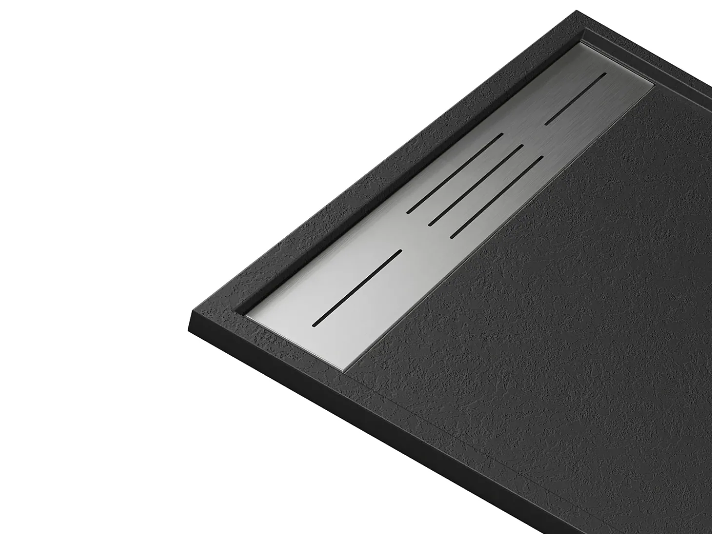 Base de chuveiro extra plana de pousar ou de encastrar cortável preto C140 x L90 cm LYROSA
