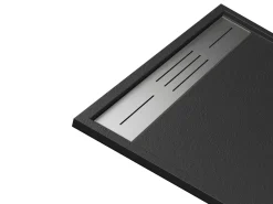 Base de chuveiro extra plana de pousar ou de encastrar cortável retangular resina SMC preto C120 x L90 - LYROSA