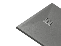 Base de chuveiro extra plana de pousar ou de encastrar cortável resina SMC cinza, com sifão, C140 x L90 cm MIRNOSA
