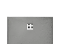 Base de chuveiro extra plana de pousar ou de encastrar cortável resina SMC cinza, com sifão, C140 x L90 cm MIRNOSA