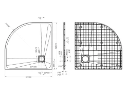 Base de chuveiro ultra-fina para colocar ou encastrar recortável em resina SMC em quarto de círculo com sifão - Branco - 90 x 90 cm - SYFORSA