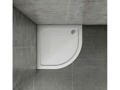 Base de duche Curvo Semicircular 76x76x3cm Gelcoat branco extra plano antiderrapante+Acessórios de drenagem-AICA