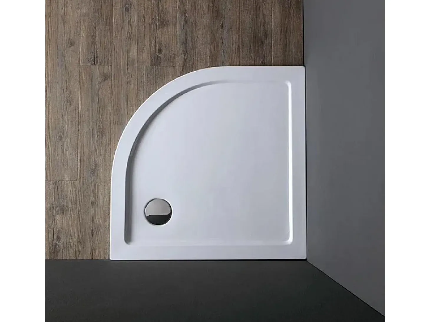 Base de duche de canto semicircular fina "Aosta" em acrílico e ABS cm 80x80h