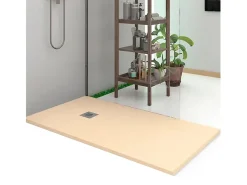Base de duche de resina antiderrapante | Inclui válvula de escoamento e grelha | Cor Beige | 160x75cm