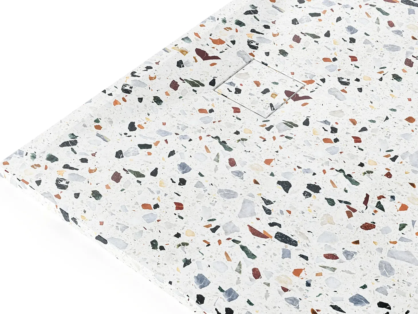 Base de duche extraplana em resina SMC com sifão - terrazzo branco - 140 x 90 cm - MIRNOSA
