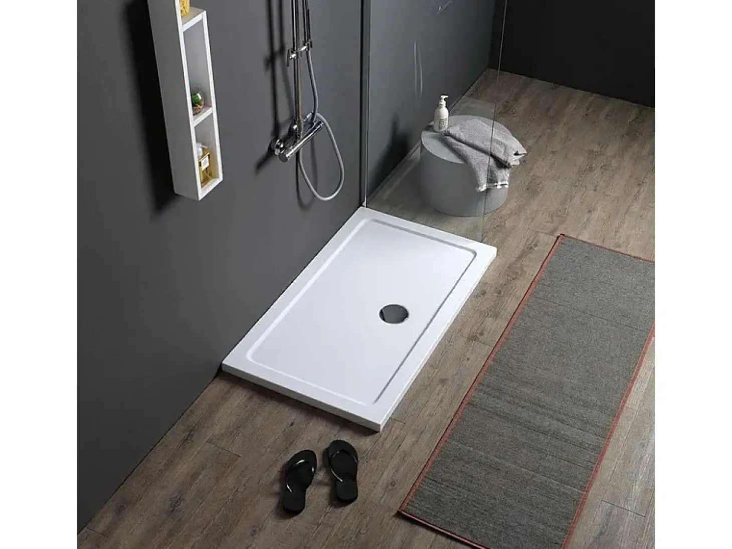 Base de duche fina rectangular "Aosta" em acrílico e ABS branco cm 70x90h