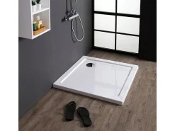 Base de duche quadrada fina "Aosta" em acrílico e ABS branco brilhante cm 80x80h