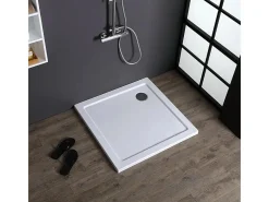 Base de duche quadrada fina "Aosta" em acrílico e ABS branco brilhante cm 80x80h