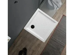 Base de duche quadrada "Matera" em cerâmica branca antiderrapante com rebordos elevados 90x90h cm